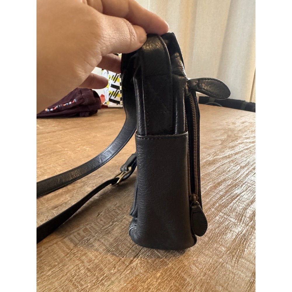 Vintage Fossil 1954 Black Leather Medium Crossbody Purse Shoulder Bag - Picture 8 of 10